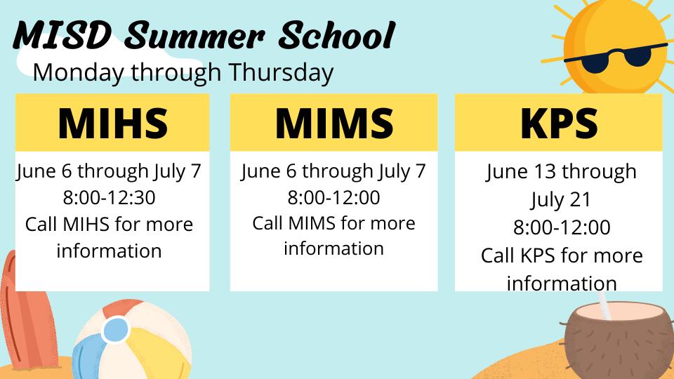 MISD Summer School Schedule for 2022
